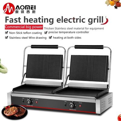 Grill eléctrico con recubrimiento de esmalte antiadherente para tostadoras comerciales de hamburguesas