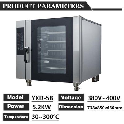 Horno de convección de aire caliente de 738x850x620 mm 5 capas con función de vapor
