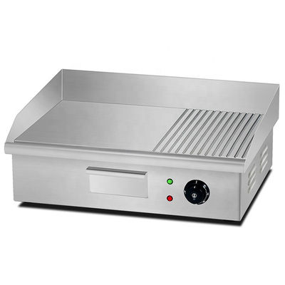Equipo de cocina del hotel medio plano medio pozo Electric Griddle Plata de acero de escritorio
