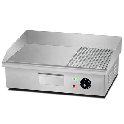 Grill y parrilla eléctrica de acero inoxidable no adhesivo para cocina de restaurante