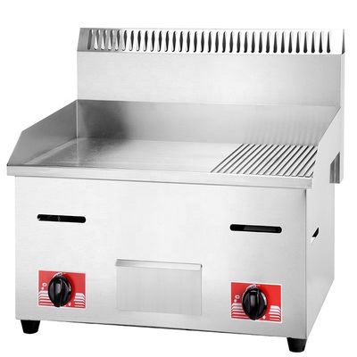 11Casco de protección de acero inoxidable.5kW Grill de hamburguesas de gas con una encimera de 1/3 de ranura