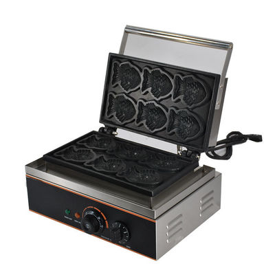 Equipo de cocina de hotel Comercial forma de pescado pastel Waffle Cone Fabricante Nonstick eléctrico