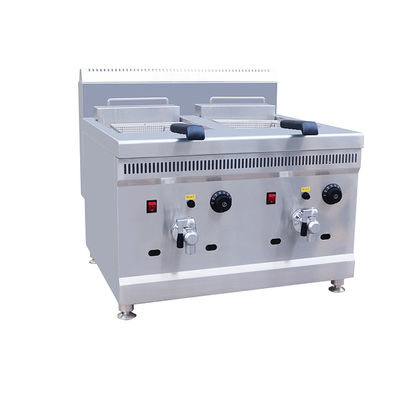 Alta productividad 38KG Fritadora de doble cilindro para pollo frito y papas fritas