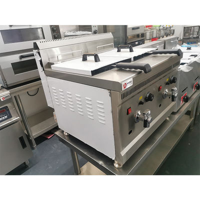 Alta productividad 38KG Fritadora de doble cilindro para pollo frito y papas fritas