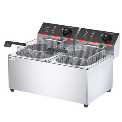 Comerciante de cocina eléctrica de doble tanque de doble cestas de máquina frita para el equipo de aperitivos