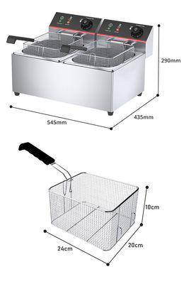 Comerciante de cocina eléctrica de doble tanque de doble cestas de máquina frita para el equipo de aperitivos