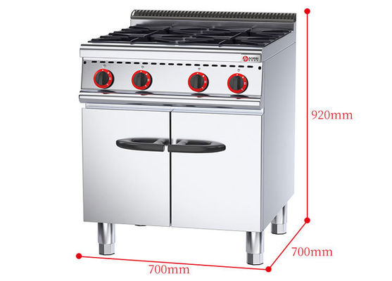 Comerciante de cocina de acero inoxidable 4 quemadores con gabinete y OEM ODM Servicios