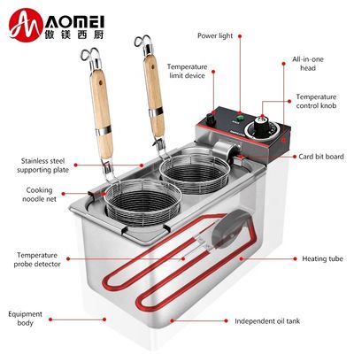 2kW de acero inoxidable eléctrico máquina de cocción automática de pasta cesta/noodle TEN-2