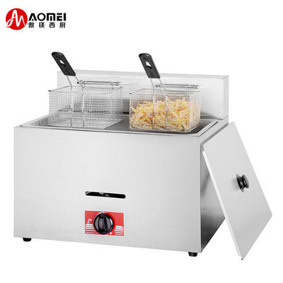 Friter de gas de acero inoxidable de 12L comercial con 1 tanque y 2 cestas