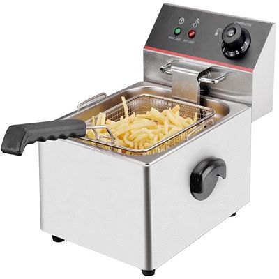 Tubos de calefacción eléctricos 6L de acero inoxidable Máquina de fritas francesas Fritadora comercial de papas fritas
