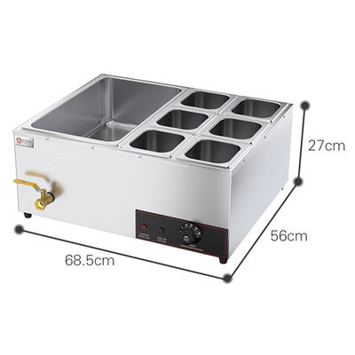 Acero inoxidable 6-Pan Baño eléctrico Marie Buffet Calentador para la industria de la alimentación