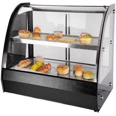 47 kg de peso bruto Display comercial de vidrio curvo para calefacción de alimentos