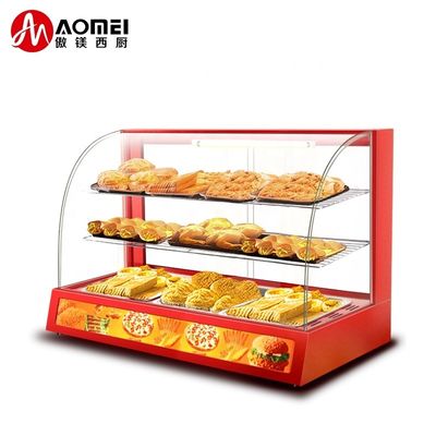 1.5kw Plata Blanco Equipo de cocina Comercial Buffet Alimentos Display más caliente Vitrina