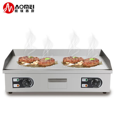 Dorayaki Teppanyaki máquina comercial de acero inoxidable parrilla eléctrica de 8 mm de espesor