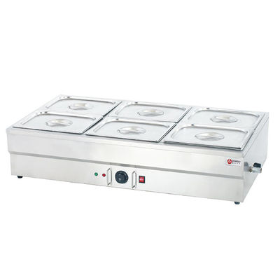 Equipo de restauración comercial Acero inoxidable 6 cacerolas Sopa buffet eléctrica Calentador de alimentos