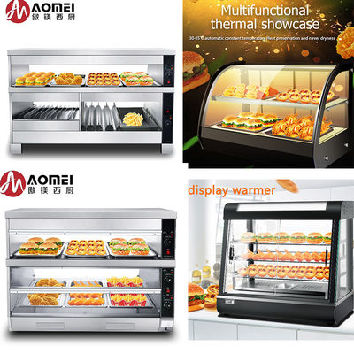 Display eléctrico de calefacción de alimentos de 2 capas con regulación de temperatura para cocinas comerciales