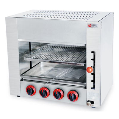 Comerciante de la cocina de la mesa de la parte superior de los rayos infrarrojos de gas Salamandra horno con cuerpo de acero inoxidable