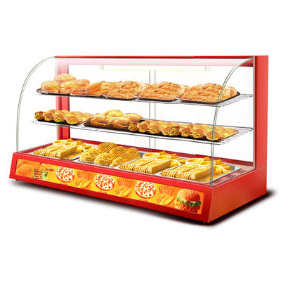 Vitrina profesional de vidrio rojo eléctrico de exhibición de calentador de alimentos con vidrio endurecido
