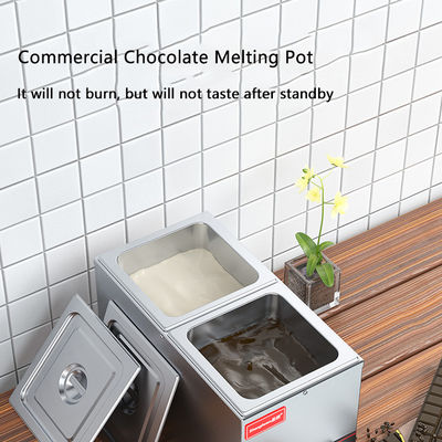 6Máquina de templado de chocolate de acero inoxidable multifuncional de 5 kg de capacidad con 2 tanques