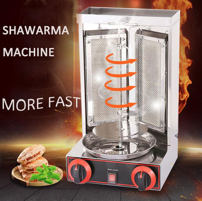 Máquina de asador de gas Shawarma de acero inoxidable para pollo Doner Kebab de rotación automática