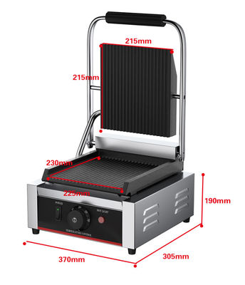 22x22 Grill eléctrico Panini Grill de acero inoxidable de contacto único