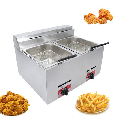 Freidora de gas de doble depósito de 6L 6L para freír alimentos sobre la mesa en cocinas comerciales