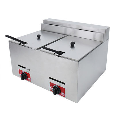 Freidora de gas de doble depósito de 6L 6L para freír alimentos sobre la mesa en cocinas comerciales