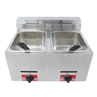 Freidora de gas de doble depósito de 6L 6L para freír alimentos sobre la mesa en cocinas comerciales