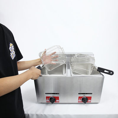Freidora de gas de doble depósito de 6L 6L para freír alimentos sobre la mesa en cocinas comerciales
