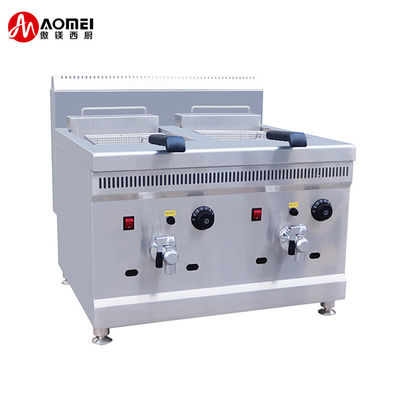 Máquina de freír de gas de gran tamaño industrial de 18L con 2 tanques y 2 cestas