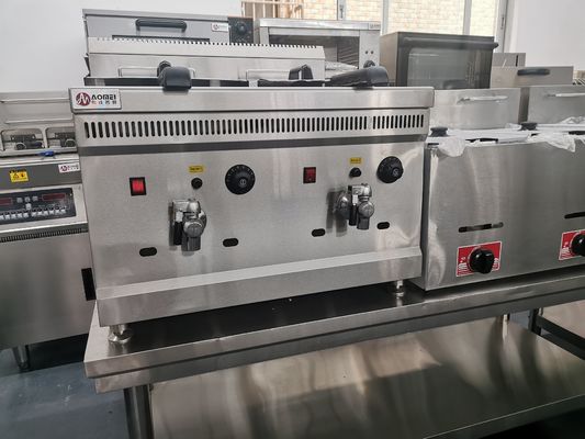 Máquina de freír de gas de gran tamaño industrial de 18L con 2 tanques y 2 cestas