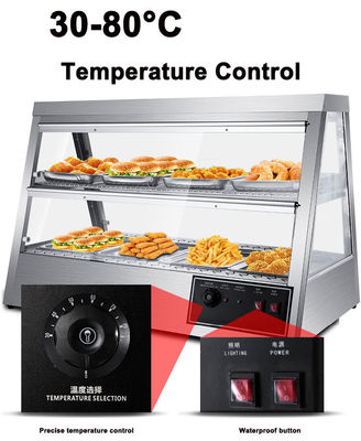 43KG Acero inoxidable Display de alimentos Caliente Vitrina 1.6KW Calentador de alimentos eléctricos calientes