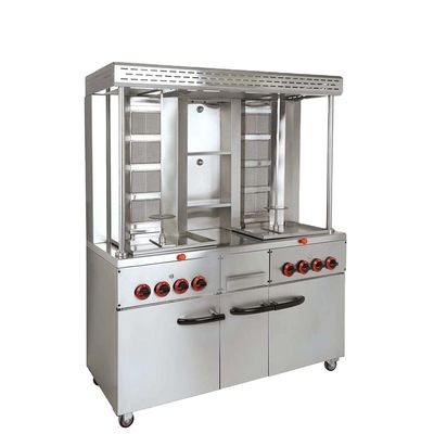 8 quemadores de gas Doner máquina para el Oriente Medio restaurante de acero inoxidable Shawarma parrilla