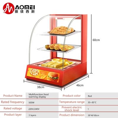 Display comercial de alimentos eléctricos mini Vitrina más cálida con tres capas 380x460x600mm