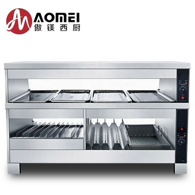 Tabla de arriba calefacción eléctrica 2 capa 6 bandeja de acero inoxidable exhibición de alimentos más caliente Vitrina