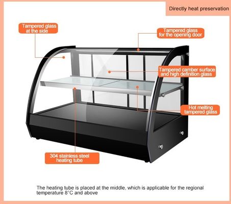 Display eléctrico de vidrio curvado para pizzas, panes y alimentos con ventaja de larga vida útil