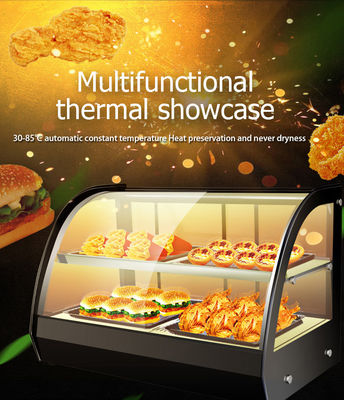 Display eléctrico de vidrio curvado para pizzas, panes y alimentos con ventaja de larga vida útil