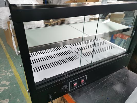 Vitrina de vidrio curvado Restaurante industrial eléctrico Tienda de bocadillos 2 capas de comida caliente Display más caliente