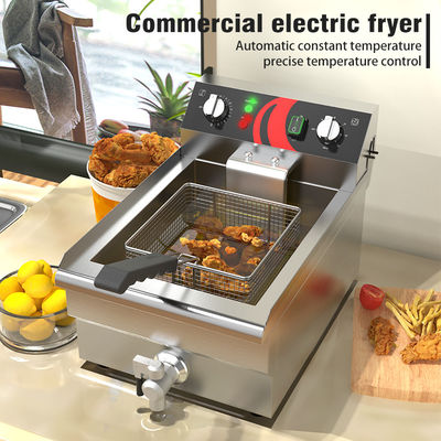 Freidora eléctrica de tanque único para freír pollo y pescado en cocinas industriales