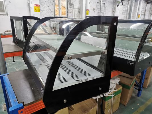 Vitrina de vidrio curvado Restaurante industrial eléctrico Tienda de bocadillos 2 capas de comida caliente Display más caliente