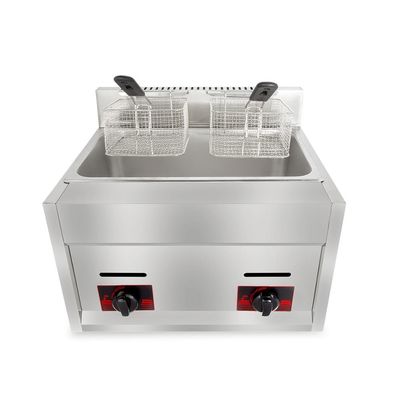 6L 6L Comercial de acero inoxidable de gas freidora profunda con 2 cesta de pollo frito máquina