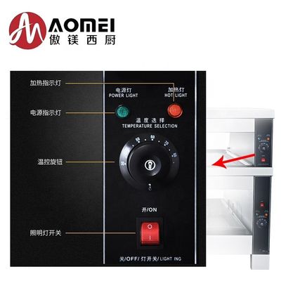 3 en 1 Combo Cabinet Comida más caliente pantalla de acrílico de acero inoxidable de mesa comercial