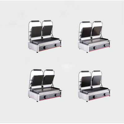 Exterior 425*370*190MM Grill de acero inoxidable de cabeza única profesional de contacto eléctrico para hacer sándwiches Panini