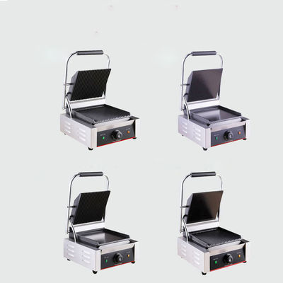 Exterior 425*370*190MM Grill de acero inoxidable de cabeza única profesional de contacto eléctrico para hacer sándwiches Panini
