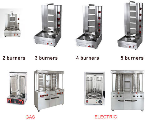 Tipo de gas GLP / GNL de acero inoxidable de Oriente Medio Bbq Grill Shawarma máquina de fabricación en la salida