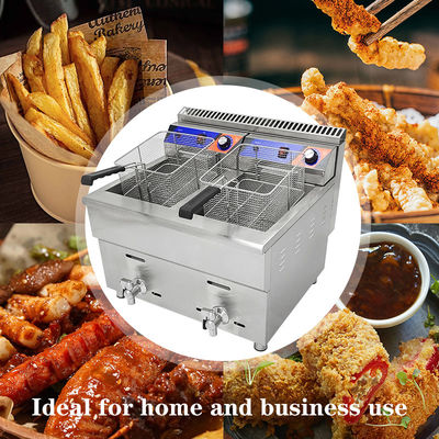 Máquina de freír a gas de doble depósito de 220V para restaurante de comida rápida Fritar de pollo de acero inoxidable