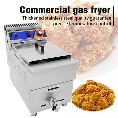 Tiendas de alimentos y bebidas Fritadora de gas de acero inoxidable con válvula de aceite y larga vida útil