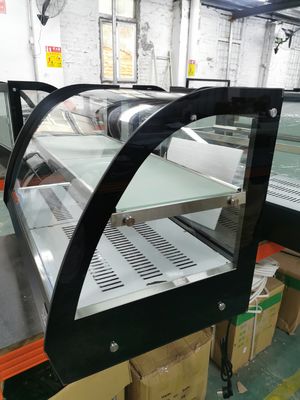 Comerciante de cocina de vidrio curvado mostrador de calentador de alimentos mostrador a 220V voltaje