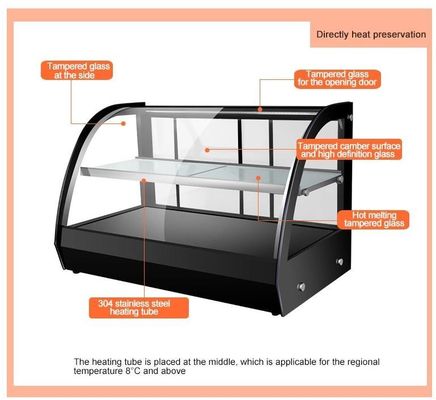 Comida rápida Comida eléctrica Display de calefacción Pastelaria Vitrina con 220V 250W Voltagem Personalizar