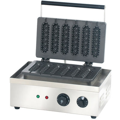 Máquinas de bocadillos de acero inoxidable para la fabricación de gofres de maíz 220V estilo comercial de seis partes